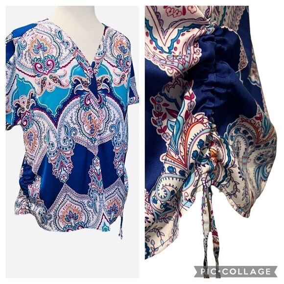 Chicos Paisley Print Polyester Blouse Chicos size 1 (8) - Picture 1 of 10